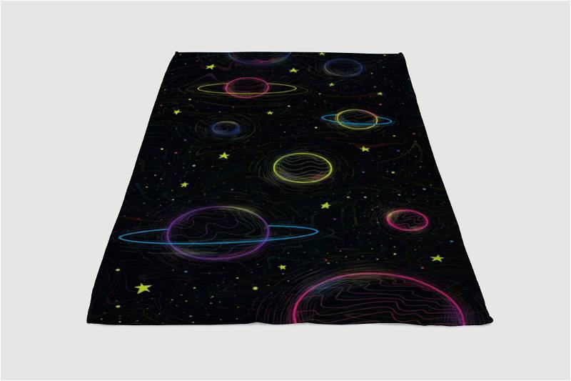 Planet Background Sherpa Fleece Blanket Gifts for Family, for Couple