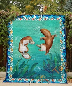 Platypus Under The Water Quilt Blanket Bedding Set