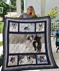 Play With Snow Boston Terrier Quilt Blanket Bedding Set