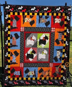 Playful Scottie Quilt Blanket Bedding Set