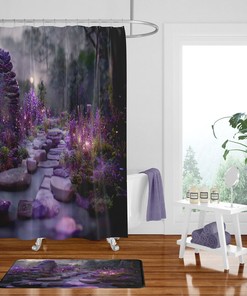 Plum Gardens Shower Curtain Optional Bathroom Accessories Bathroom Set