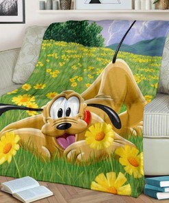 Pluto Flowers Disney Fleece Blanket Gift For Fan, Quilt Blanket Bedding Set Gift80