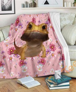 Pogona Bearded Dragon Black Sherpa Fleece Blanket Gifts for Family, for Couple
