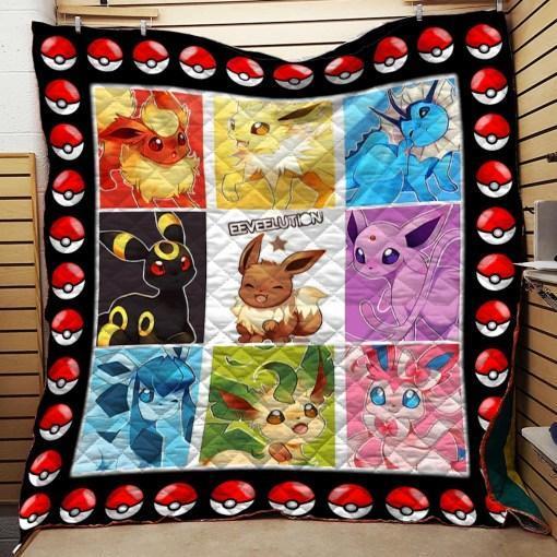 Pokemon Eevee Evolution For Fans Quilt Blanket Bedding Set