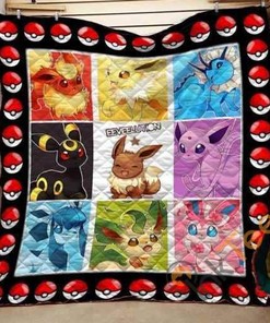 Pokemon Eevee Evolution For Fans Quilt Blanket Bedding Set
