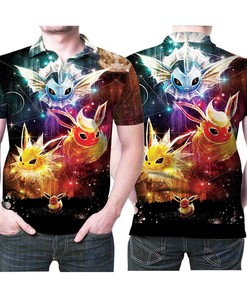 Pokemon Eevee Evolutions Japanese Galaxy Pattern 3D All Over Print Polo Shirt
