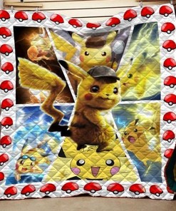 Pokemon Pikachu Evolution For Fans Quilt Blanket Bedding Set