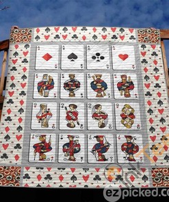 Poker Lovers Quilt Blanket Bedding Set with 2 Personalized Pillowcases