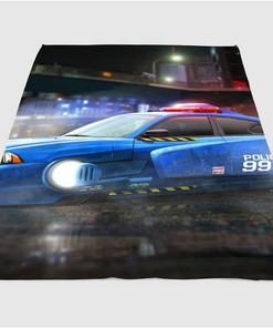 Police Car Cyberpunk 2049 Sherpa Fleece Blanket Gifts for Family, for Couple