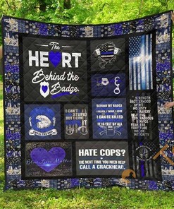 Police Thin Blue Line Quilt Blanket Bedding Set