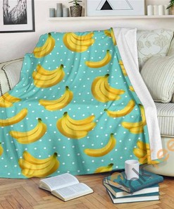 Polka Dot Banana Pattern Sherpa Fleece Blanket Gifts for Family, for Couple