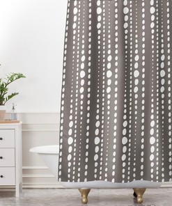 Polka Dot Shower Curtain, Modern Geometric, Bathroom, Bestrewn Stone Design, Shower, Bathroom Decor, Brown, Dots, Minimalist
