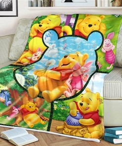 Pooh Eeyore Tigger Piglet Disney Inspired Bedroom Livingroom Office Home Decoration Sherpa Blanket Fleece Blanket Funny Gifts