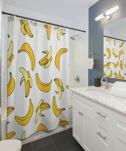 Pop Art Banana Shower Curtain Bathroom Decor, Kids Shower Curtain, Fruit Theme, Cute Shower Curtain