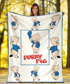 Porky Pig Looney Tunes Cartoon Sherpa Fleece Blanket Gifts for Family, for Couple