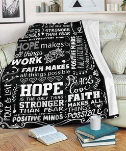 Positive Words Funny Sherpa Fleece Blanket Gifts for Family, for Couple