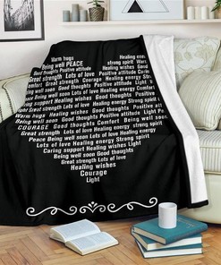 Positive Words In Heart Sherpa Fleece Blanket Gifts for Family, for Couple