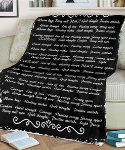 Positive Words Sherpa Fleece Blanket Gifts for Family, for Couple