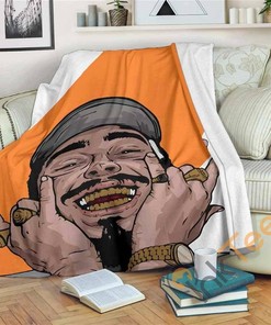 Post Malone Smile Premiums Sherpa Fleece Blanket Gifts for Family, for Couple