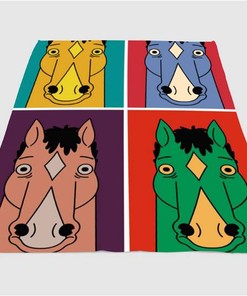 Potrait Bojack Horseman Sherpa Fleece Blanket Gifts for Family, for Couple