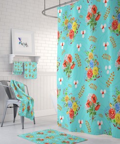 Prairie Poppy Floral Add Bath Mat and Towels For a Bathroom Set