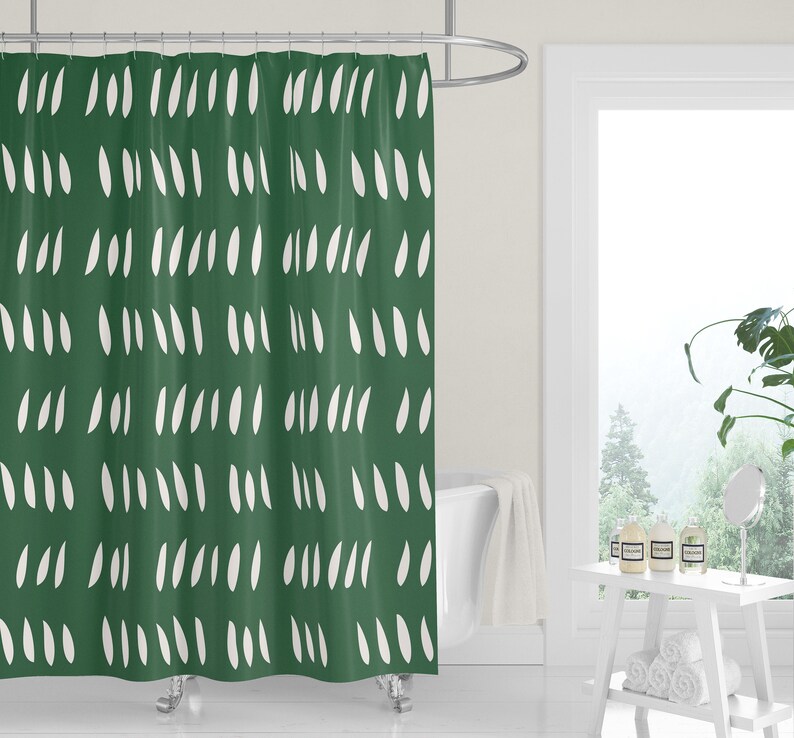 Premium Fabric Shower Curtain Abstract Matisse Cutouts White Rain Drops Leaves Gray Modern Neutral Minimalist - Image 4