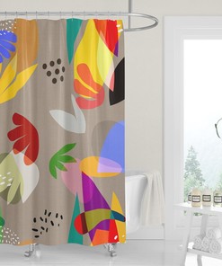 Premium Fabric Shower Curtain Colorfulisse Abstract Cutouts