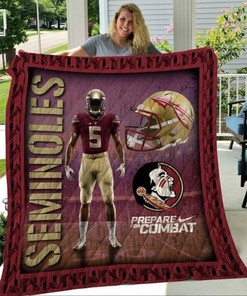 Prepare For Combat Ncaa Florida State Seminoles Combined Quilt Blanket Bedding Set
