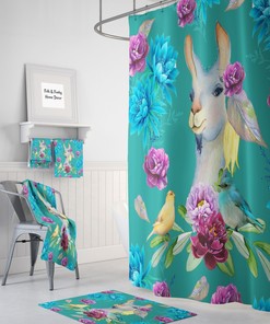 Pretty Llama Shower Curtain for Bathroom Decor, Home Decor