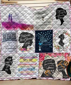 Pride And Prejudice Quotes Quilt Blanket Bedding Set