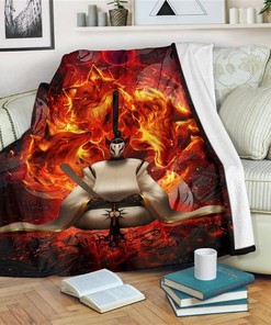 Priest On Fire Japanese Lover Sherpa Fleece Blanket Gifts for Family, for Couple