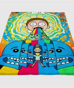 Primitive X Rick And Morty Collage Sherpa Fleece Blanket Gifts for Family, for Couple