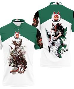 Princess Mononoke Beautiful Girl San Moro-no-kimi Wolf Kodama Spirit 3D All Over Print Polo Shirt