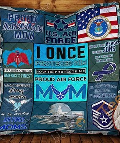 Proud Airman Mom Quilt Blanket Bedding Set