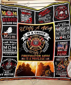 Proud Firefighter Mom Quilt Blanket Bedding Set
