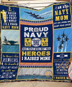 Proud Navy Mom Quilt Blanket Bedding Set