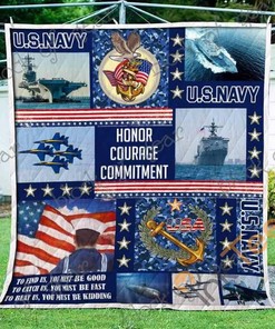 Proud Us Navy Quilt Blanket Bedding Set
