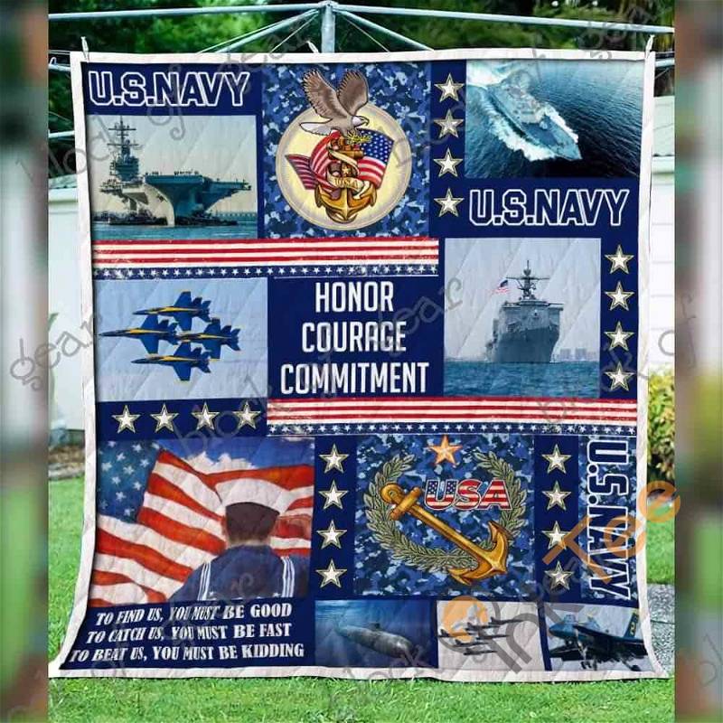 Proud Us Navy Quilt Blanket Bedding Set