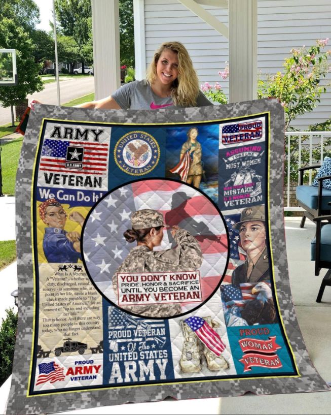 Proud Woman Veteran You Become An Army Veteran Quilt Blanket Bedding Set
