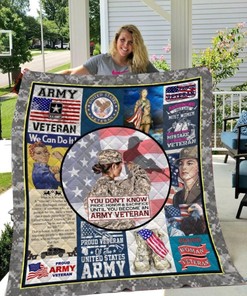 Proud Woman Veteran You Become An Army Veteran Quilt Blanket Great Customized Gifts For Birthday Christmas Thanksgiving Perfect Gifts For Us Veteran Lover