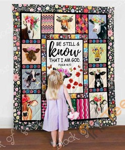 Psalm 46:10 – Floral Cow Quilt Blanket Bedding Set