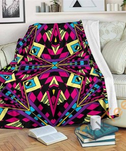 Psychedelic Ethnic Trippy Sherpa Fleece Blanket Gifts for Family, for Couple