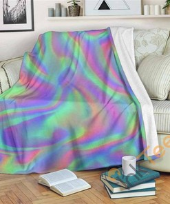 Psychedelic Holographic Trippy Sherpa Fleece Blanket Gifts for Family, for Couple