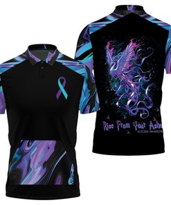 Psychedelic Phoenix Rise From Your Ashes Suicide Prevention 3D All Over Print Polo Shirt
