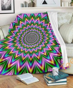 Psychedelic Radiant Optical Illusion Sherpa Fleece Blanket Gifts for Family, for Couple
