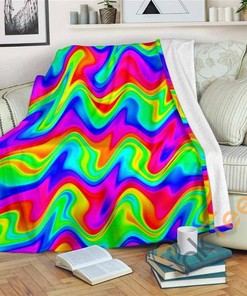 Psychedelic Rainbow Trippy Sherpa Fleece Blanket Gifts for Family, for Couple