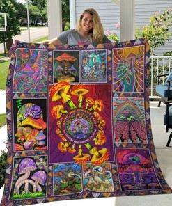 Psychedelic Trippy Mushroom Into The Forest I Go To Lose My Mind And Find My Soul Quilt Blanket Bedding Set