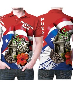 Puerto Rico Maori Pattern Symbols Printed 3D All Over Print Polo Shirt