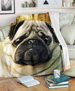 Pug Dog Sherpa Fleece Blanket Gifts for Family, for Couple