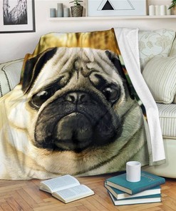 Pug Face Funny Dog Pug Sherpa Fleece Blanket Gifts for Family, for Couple